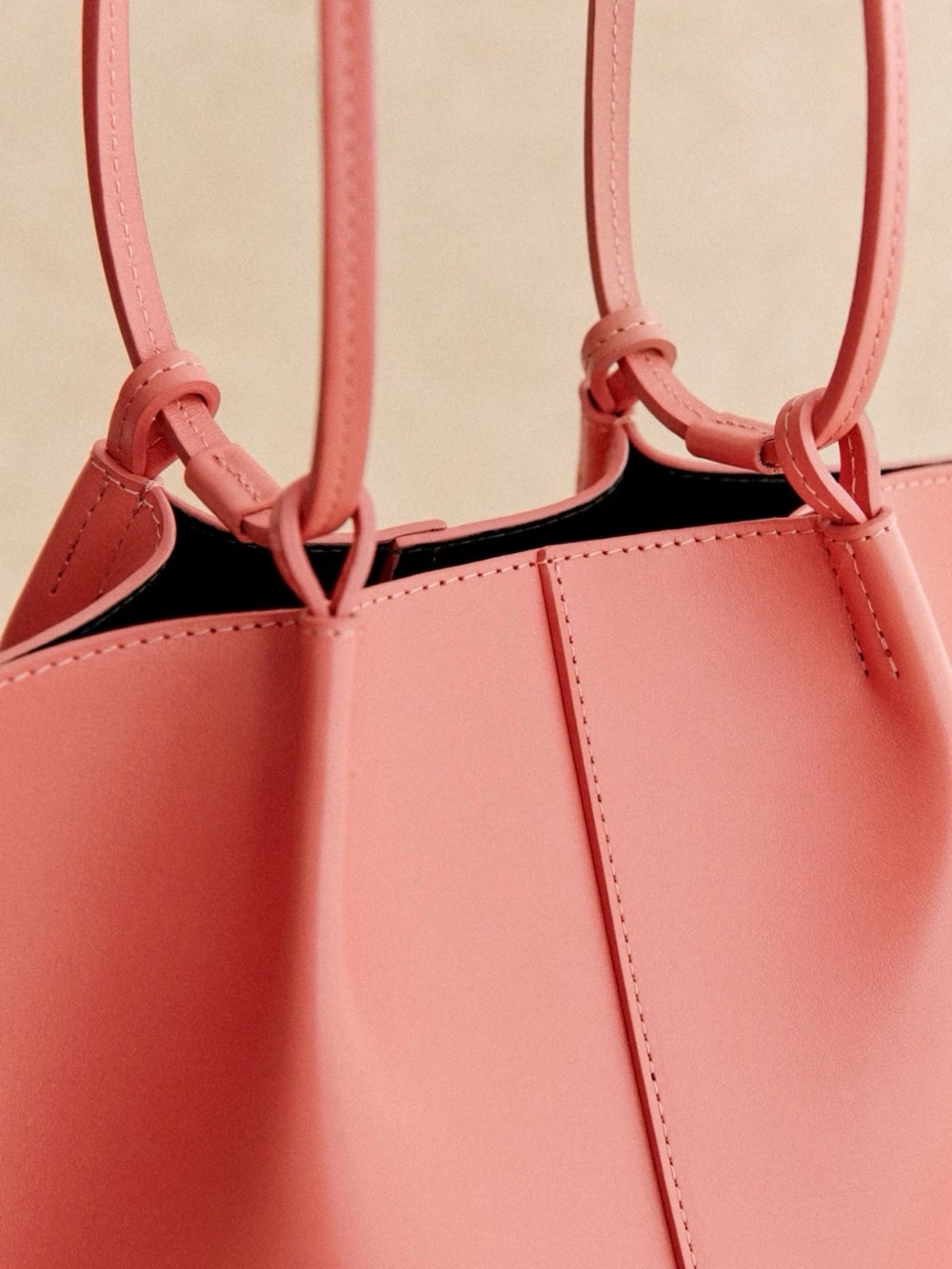 Sezane Romie Bag Leather Tote Smooth Peach - Picture 6 of 6